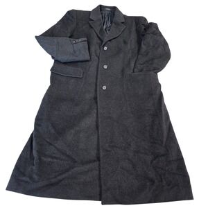 Ron Chereskin Overcoat Mens Charcoal Grey 44L Cashmere Blend Full Length Trench